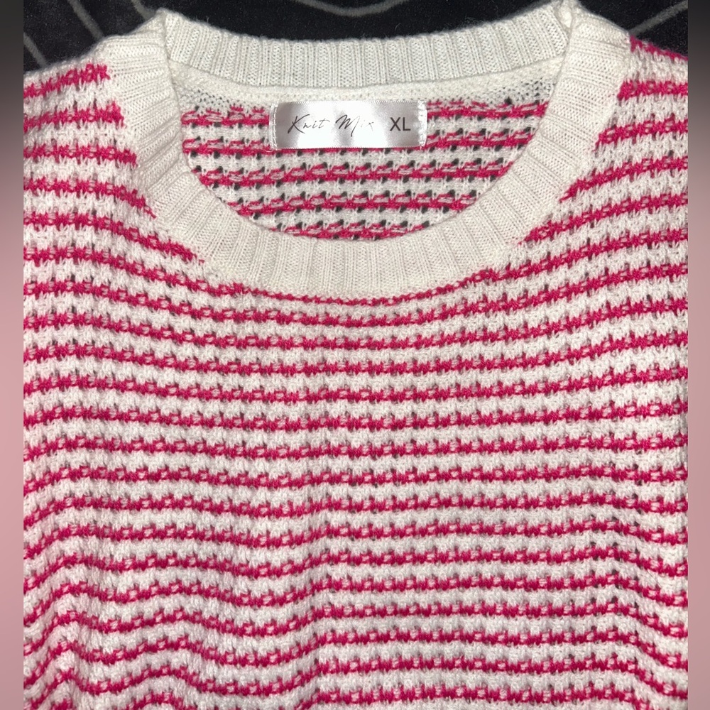 Knit Mix Casual Striped Tank Top Pink XL - Picture 4 of 8